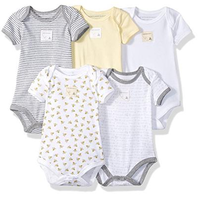 Burt's Bees Baby Baby, 5-Pack Long Short Sleeve One-Piece Bodysuits, Organic Cotton, Sunshine Prints