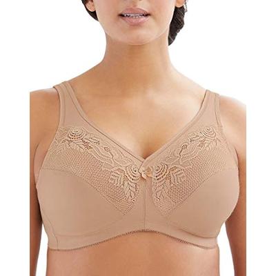 Glamorise Women's Plus Size Full Figure MagicLift Wirefree Minimizer Support Bra #1003, Café, 38C