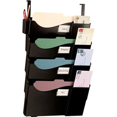Office Depot Wall Pockets with 4 Hangers, Letter Size/Legal Size, Black, 10728