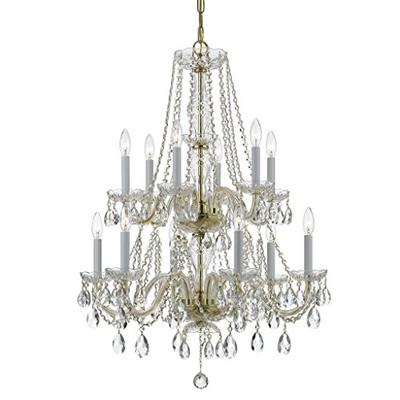 Crystorama 1137-PB-CL-SAQ Crystal Six Light Chandeliers from Traditional Crystal collection in Brass