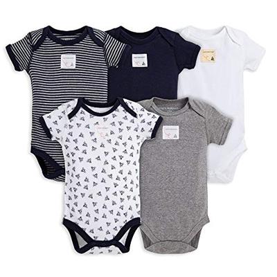 Burt's Bees Baby - Unisex Bodysuits, 5-Pack Short & Long Sleeve One-Pieces, 100% Organic Cotton