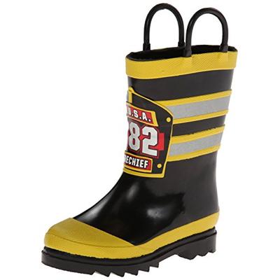 Western Chief Boys Waterproof Printed Rain Boot with Easy Pull On Handles, F.D.U.S.A., 1 M US Little